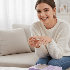 Febble - Blush Ombre Gem Oval Nails