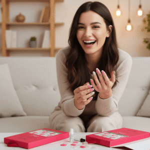 Febble - Hot Pink Sparkle Oval Nails